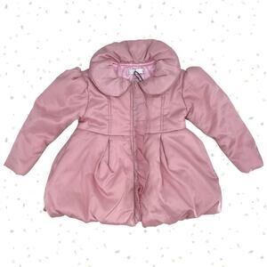 Pink Baby Coat Shiny Satin Church Fancy Dress Baptism Special Event Jacket 6 Mos